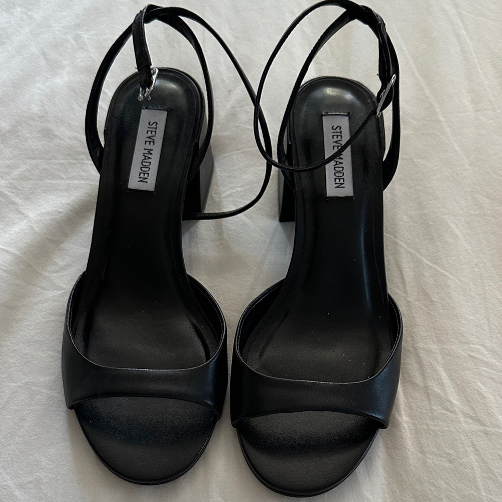 Steve Madden Myra Black Strappy Heels Size 9.5